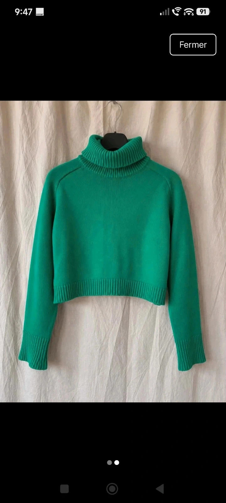 Pull court col montant Zara taille S